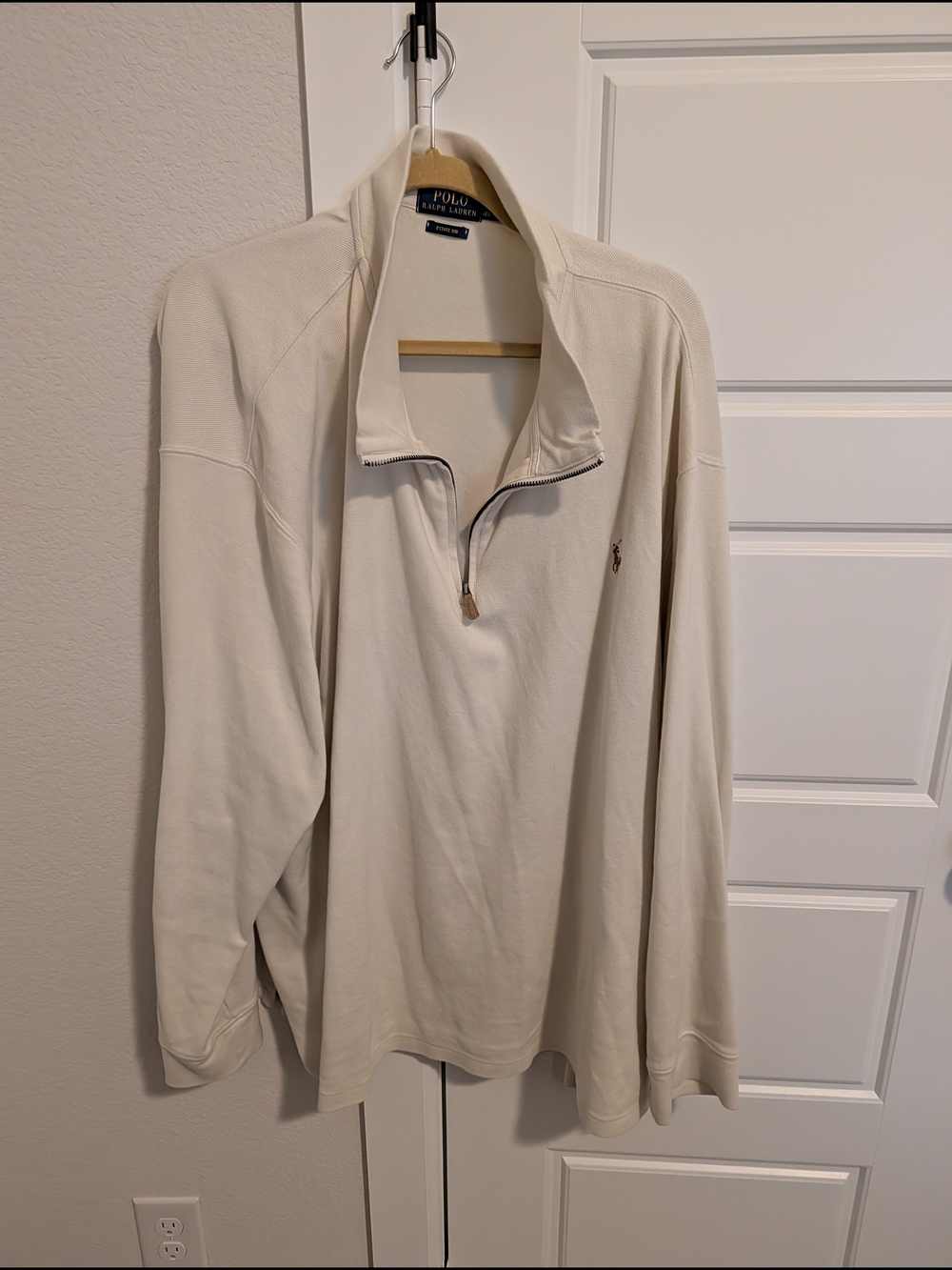 Ralph Lauren Cream Quarter-Zip Pullover Sweater